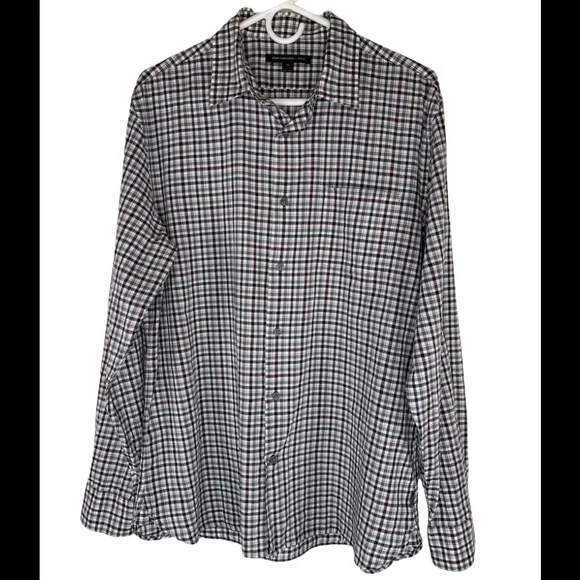 John Varvatos Men’s Medium Long Sleeve Shirt Checkered - Picture 1 of 13